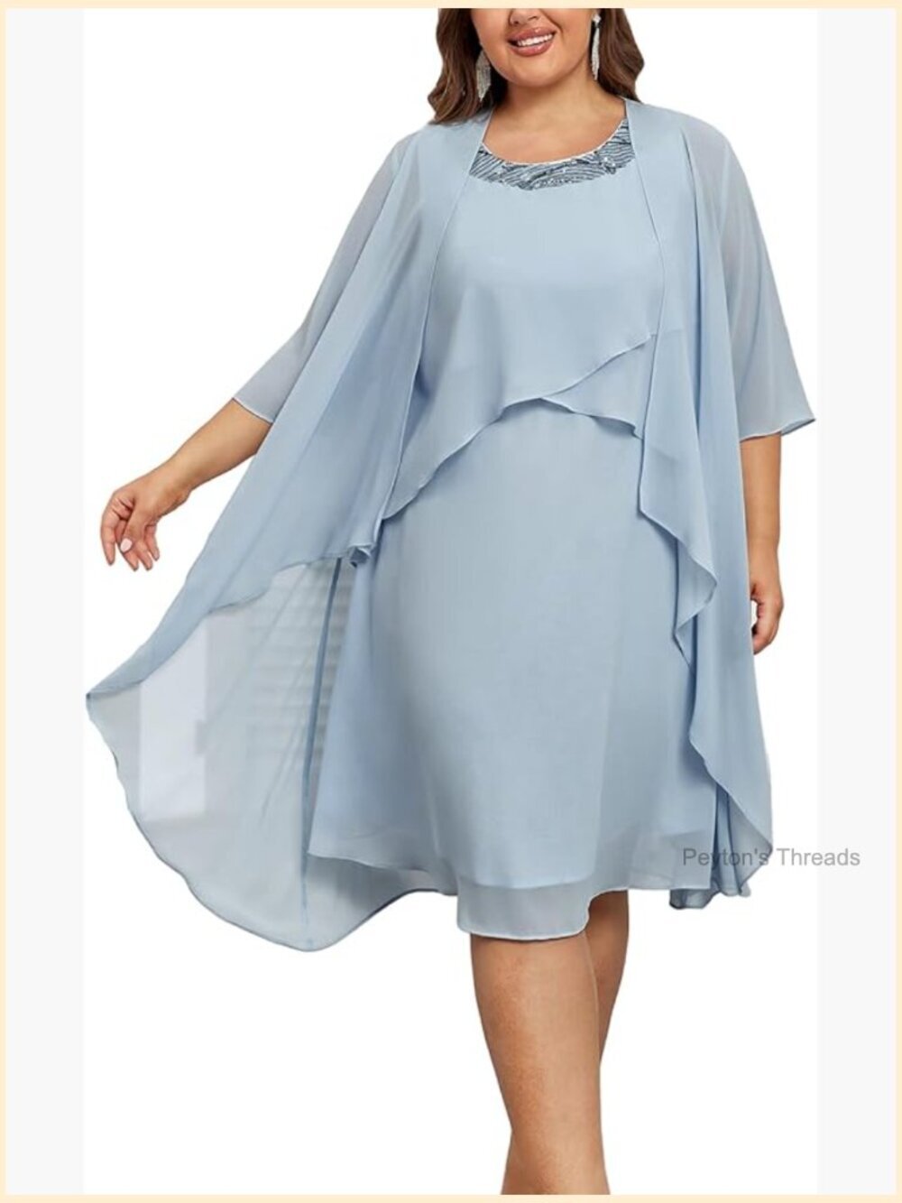 2 Piece Chiffon Dress with Jacket Plus Size A Line Formal